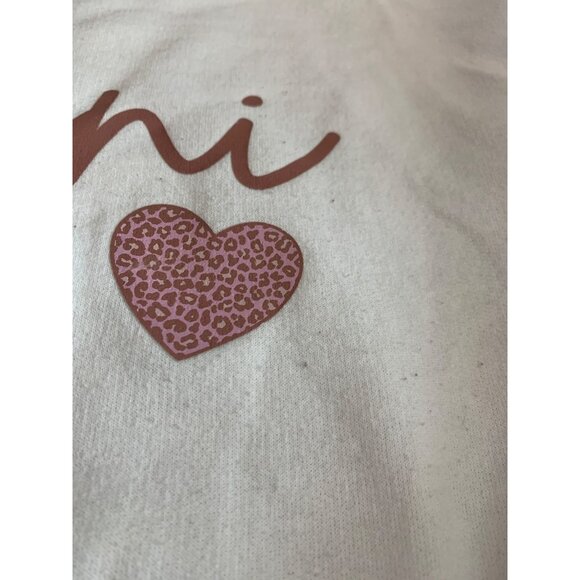 White Sweatshirt Pink Mini Heart Design Size XS Toddler Preowned - Picture 10 of 11